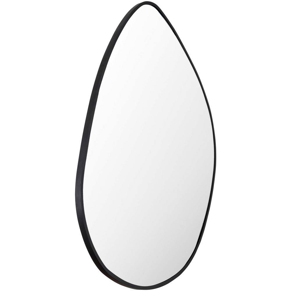 Asymmetrical Black Metal Frame Wall Mirror