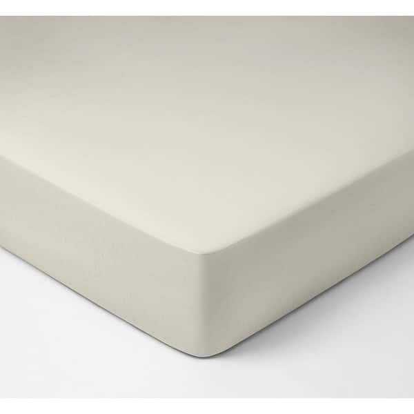 Delara 1-Piece Ivory, Solid 100% Organic Cotton, Full (54 in. x 75 in.), Smooth and Breathable, Super Soft, Fitted Sheet