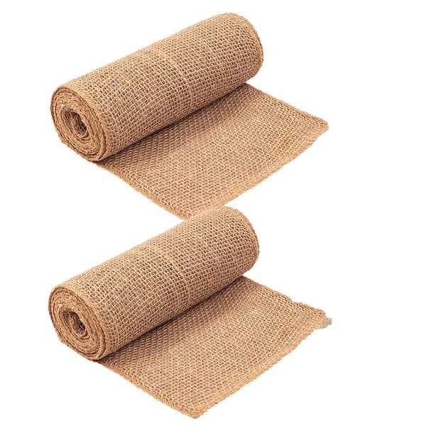7.8in. Natural Burlap Tree Protector Fabric Trunk Guard Wrap Winter Antifreeze Bandage Plant Support Accessory 2-Pack