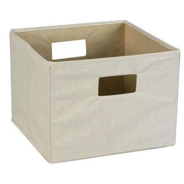 Household Essentials 13 in. Square Natural Canvas Storage Bin with Cut-out Handles