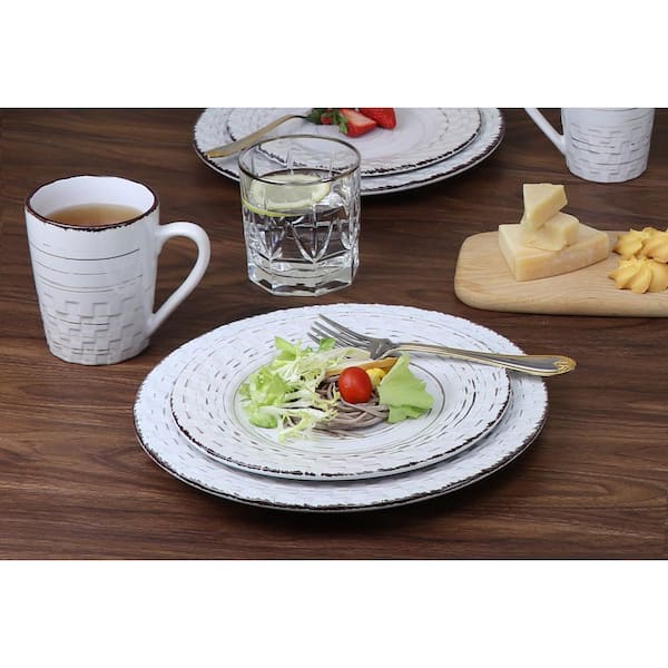 16-Piece Casual White Stoneware Dinnerware Set (Service for 4)