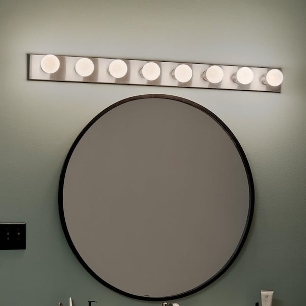 Independence 48 in. 8-Light Brushed Nickel Traditional Bathroom Vanity Light