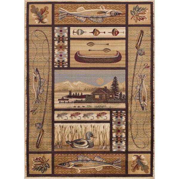 Nature Lodge Beige 5 ft. x 8 ft. Indoor Area Rug