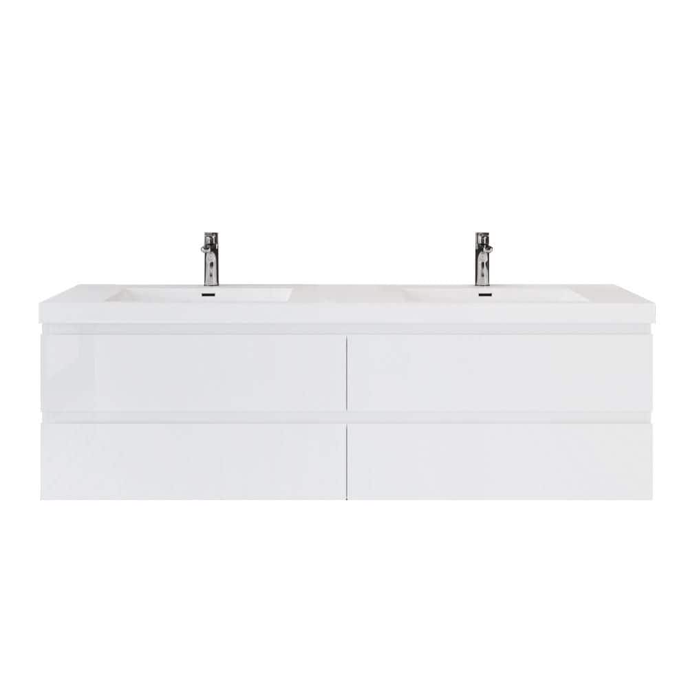 72 in. Double Sink Floating White Bath Vanity with White Stone Resin Sink Top price history on PriceWatchPro