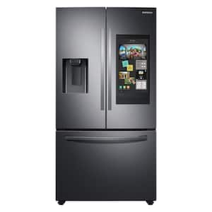 35.75 in. W 26.5 cu. ft. 3-Door Family Hub French Door Smart Refrigerator in Fingerprint Resistant Black Stainless Steel