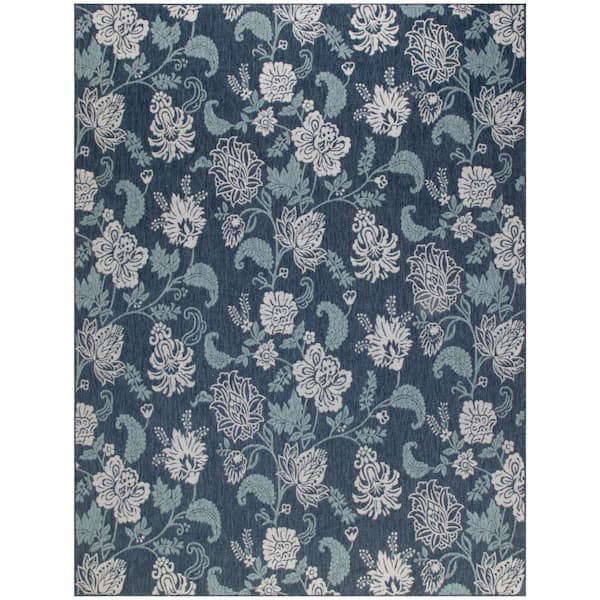 Nourison Garden Oasis Navy 9 ft. x 12 ft. Nature-inspired Contemporary Area Rug