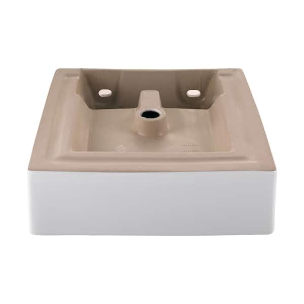 KRAUS Square Ceramic Vessel Bathroom Sink with Overflow in White