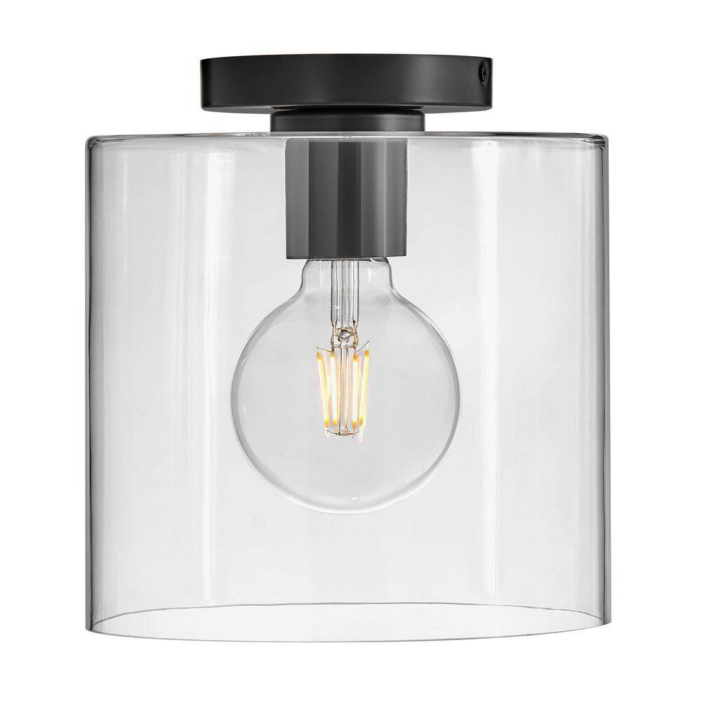 Pippa 8.5" Black and Clear Glass LED Flush Mount