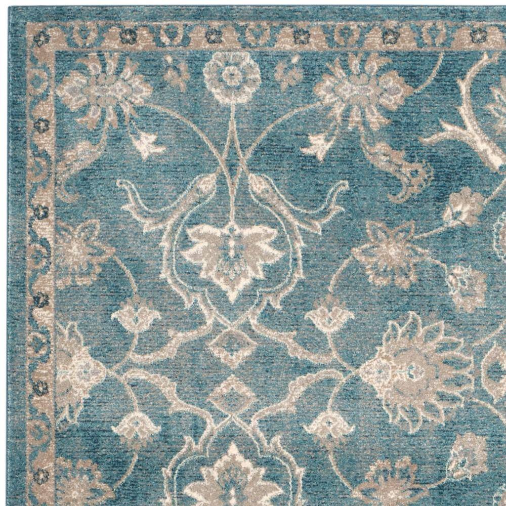 Sofia Blue and Beige Hand-Knotted Synthetic Area Rug