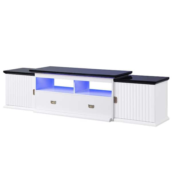 Acme Furniture Barend White and Black High Gloss TV Stand Fits TV's up to 50 in. with LED Light