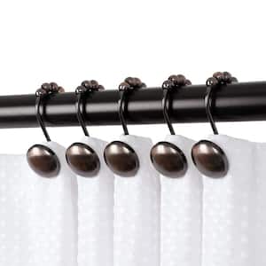 Shower Beatrice Curtain Hooks, Shower Curtain Hooks for Bathroom Shower Rods Curtains in Oil Rubbed Bronze (Set of 12)