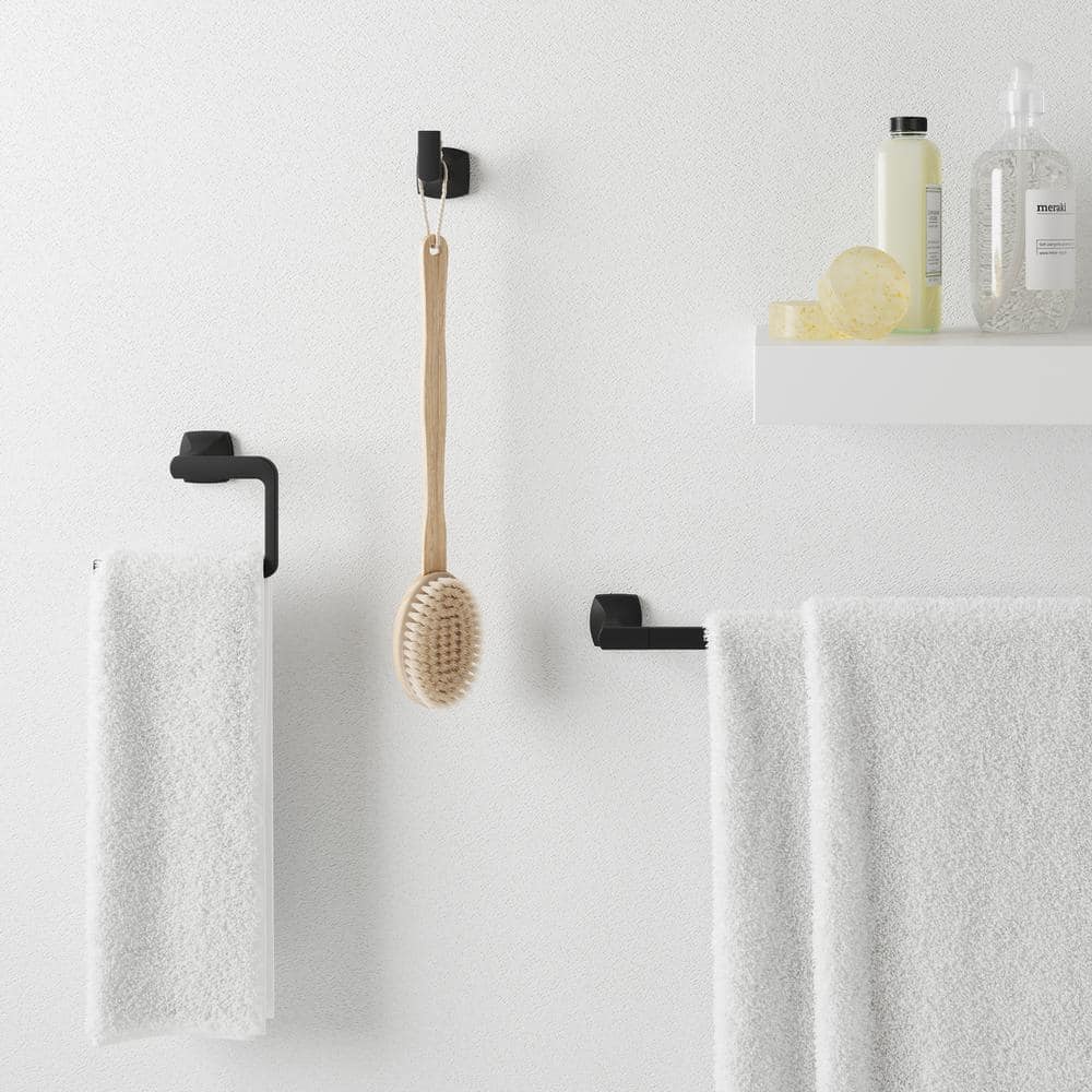 Matte Black Metal Wall-Mounted Single Robe Hook