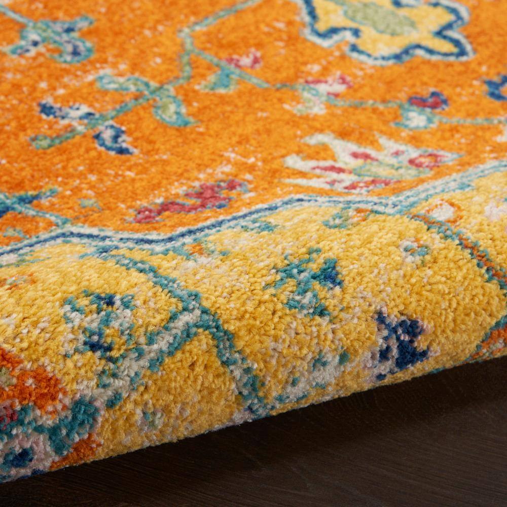 Bohemian Medallion 9' x 12' Orange Multicolor Easy-Care Area Rug