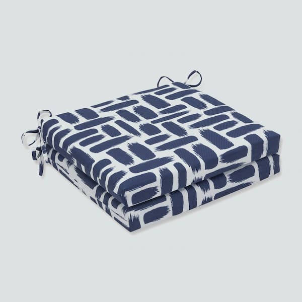 Pillow Perfect 20 x 20 Outdoor Dining Chair Cushion in Blue/White (Set of 2)