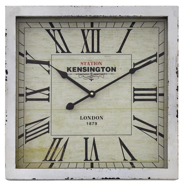 Decor 16 In Square Mdf Wall Clock, Square Wooden Frame Wall Clock