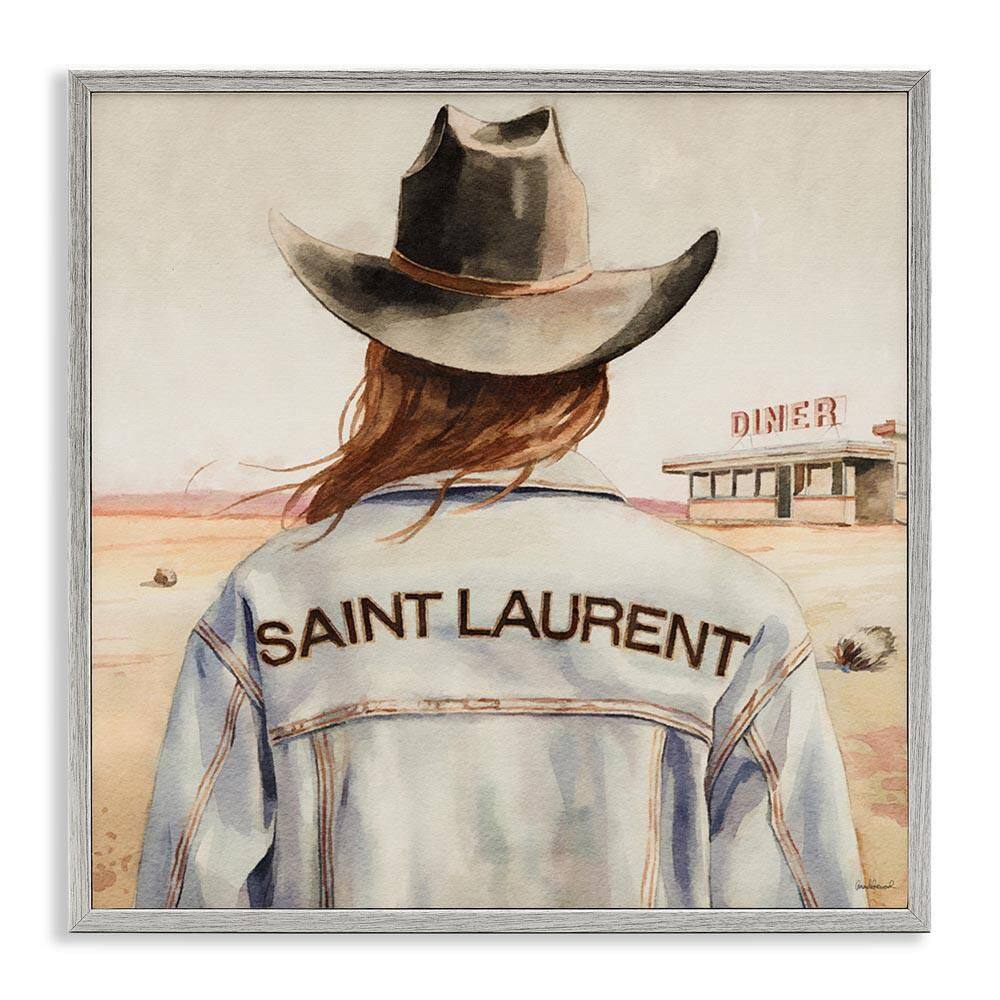 Glam Brunette Cowgirl by Amanda Greenwood Gray Framed People Giclee Art Print 17 in. x 17 in. price history on PriceWatchPro