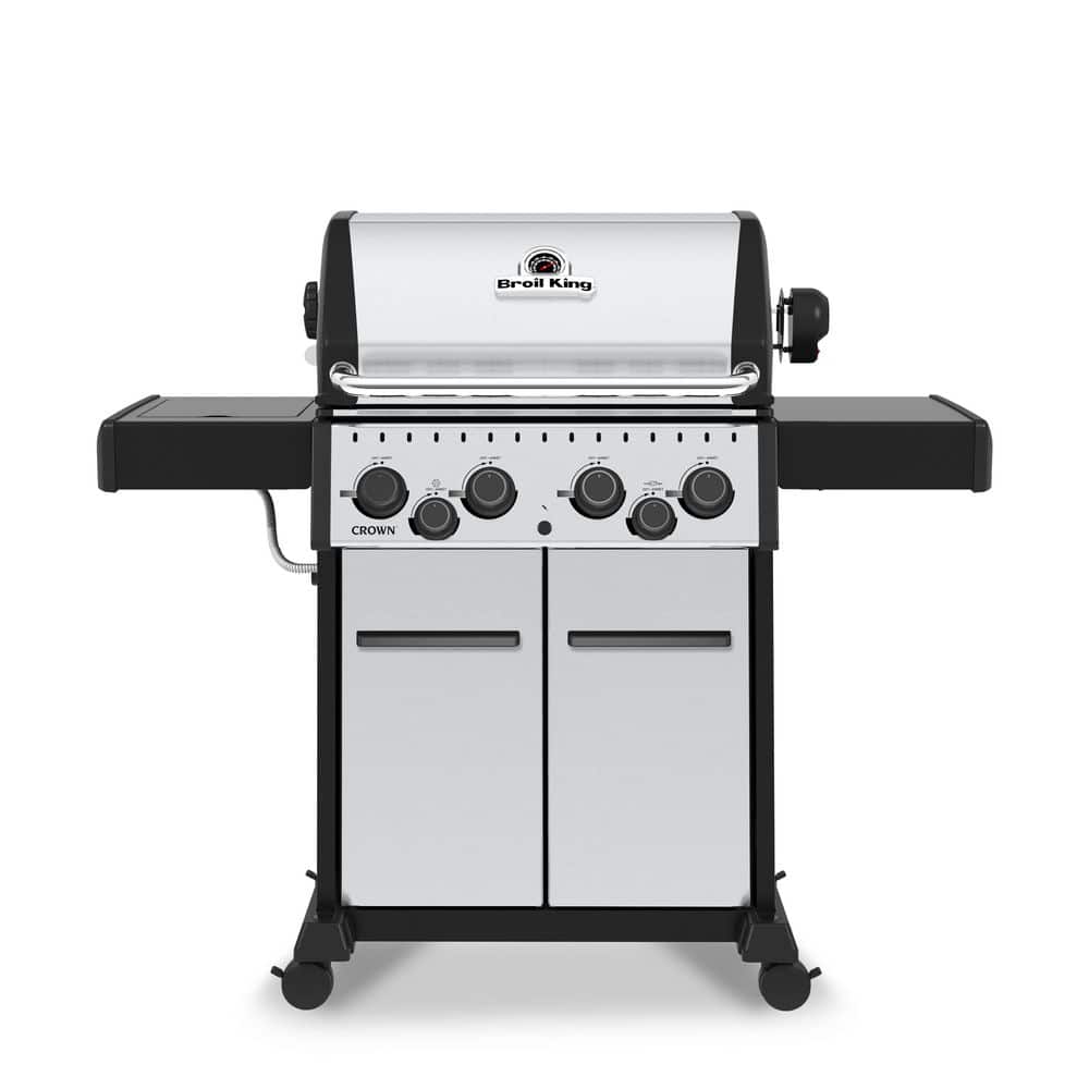 Crown S 490 4-Burner Natural Gas Grill in Stainless Steel with Side Burner and Rear Rotisserie Burner