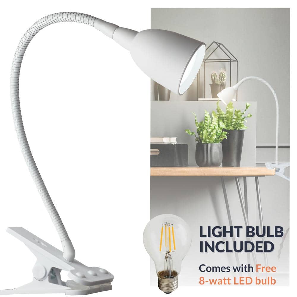 White Adjustable Clip-on Arc LED Desk Lamp