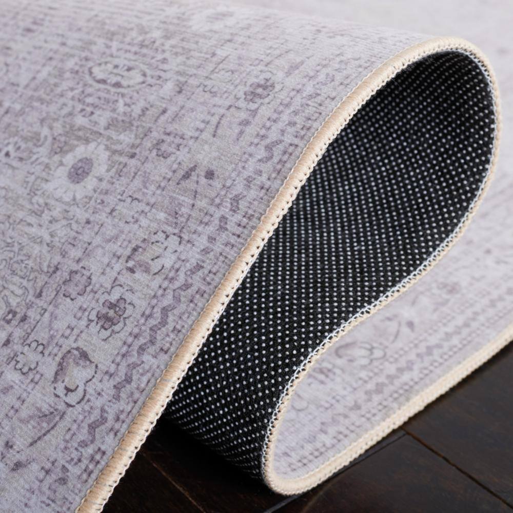 Elegant Ivory 54" Round Synthetic Easy-Care Area Rug