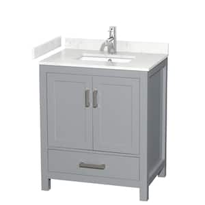 Sheffield 30 in. W x 22 in. D x 35.25 in. H Single Bath Vanity in Gray with Carrara Cultured Marble Top