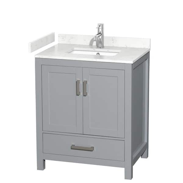 Wyndham Collection Sheffield 30 in. W x 22 in. D x 35.25 in. H Single Bath Vanity in Gray with Carrara Cultured Marble Top
