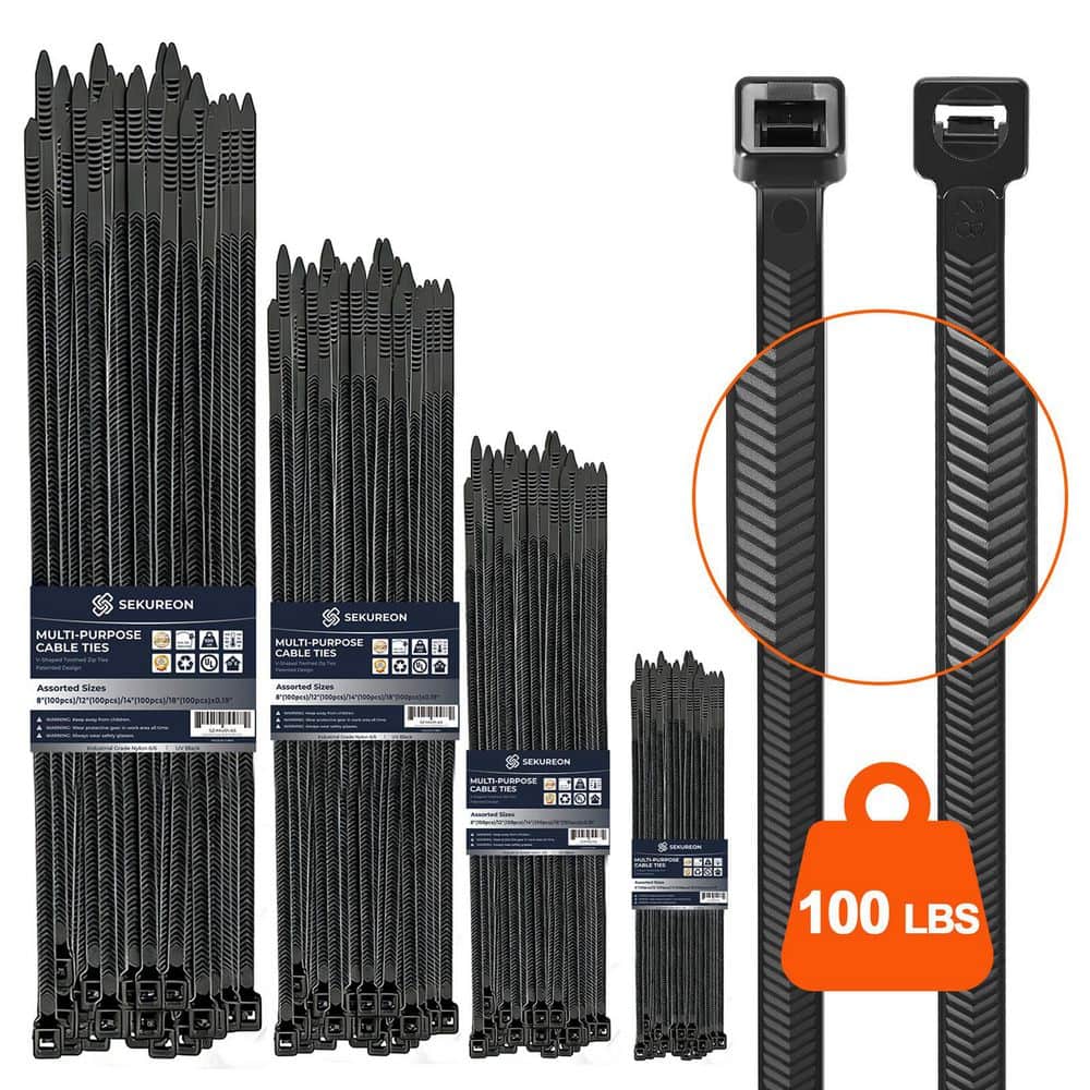 Assorted Size Zip Ties Double Sided Toothed 100 LBS Tensile Strength Heavy Duty Nylon Cable Wire Ties Black 400 Pack price history on PriceWatchPro