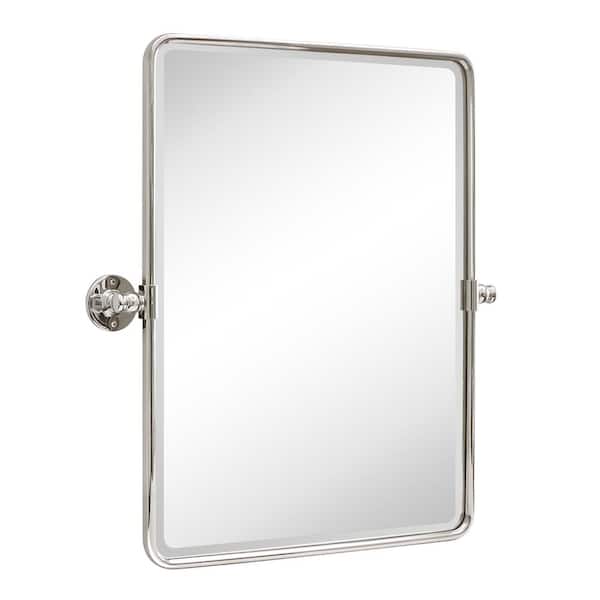 TEHOME Woodvale 19 in. W x 24 in. H Small Rectangular Metal Framed Wall Mounted Bathroom Vanity Mirror in Polished Nickel