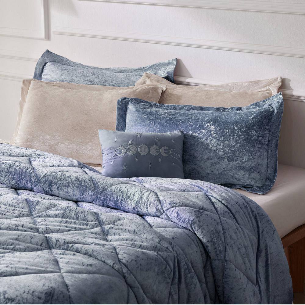 Luxurious Grey Crushed Velvet Twin/Twin XL Duvet Set