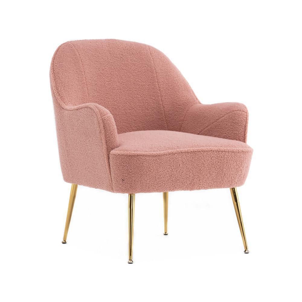 URTR Modern Pink Teddy Faux Fur Accent Chair Living Room Bedroom   Pink Accent Chairs Hy02001y 64 1000 