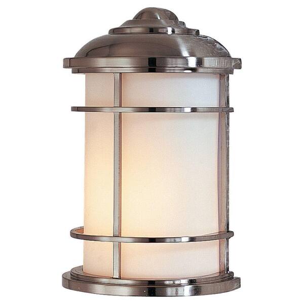 Generation Lighting Lighthouse 7 in. W 1-Light Brushed Steel Outdoor 11 in. Wall Lantern Sconce
