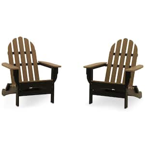 Icon Black and Weathered Wood Recycled Plastic Folding Adirondack Chair (2-Pack)