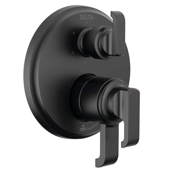Delta Tetra 2-Handle Wall-Mount Valve Trim Kit 6-Setting Int. Div. in Matte Black (Valve Not Included)