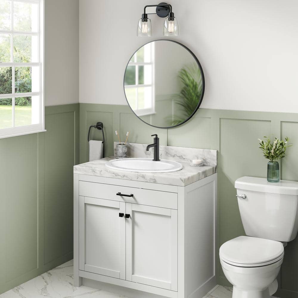 Elavo White Oval Ceramic Drop-In Bathroom Sink with Overflow