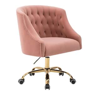 Lydia 24.5 in. Mid-Century Modern Pink Velvet Tufted Hand-Curated Task Chair