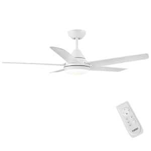 48 in. Indoor White Ceiling Fan with Integrated Dimmable LED Light Kit and Remote Control