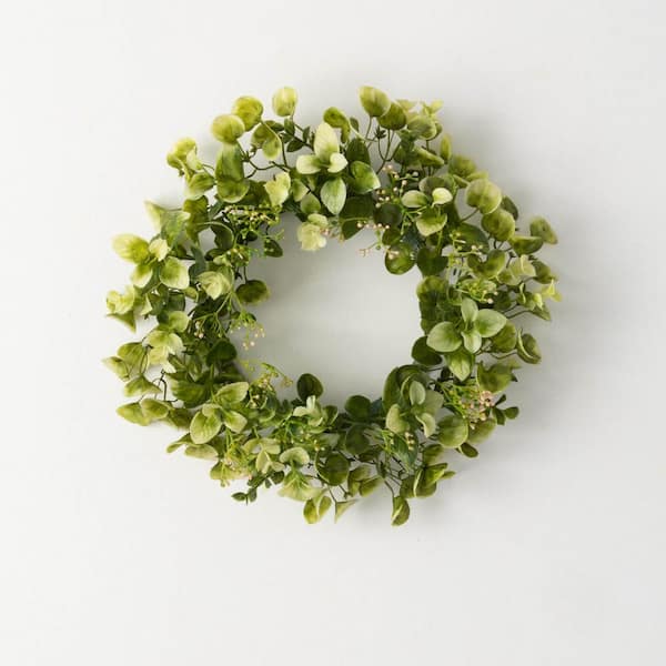 SULLIVANS 13 in. Artificial Eucalyptus & Mint Mini Wreath