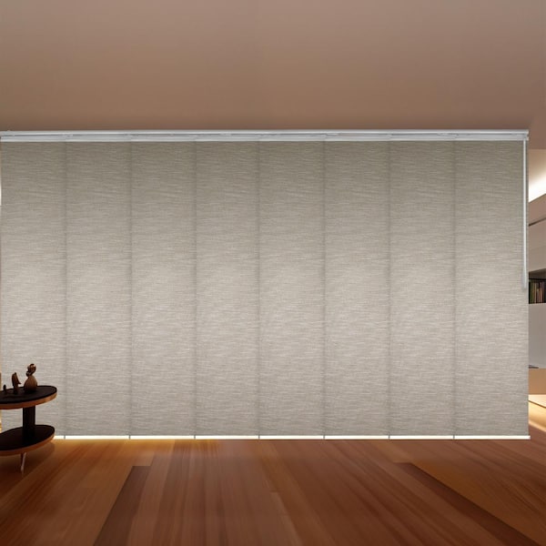 EMOH Hemp 130 in. - 175 in. W x 116 in. L Adjustable 8-Panel White Double Rail Panel Track with 23.5 in. Slates