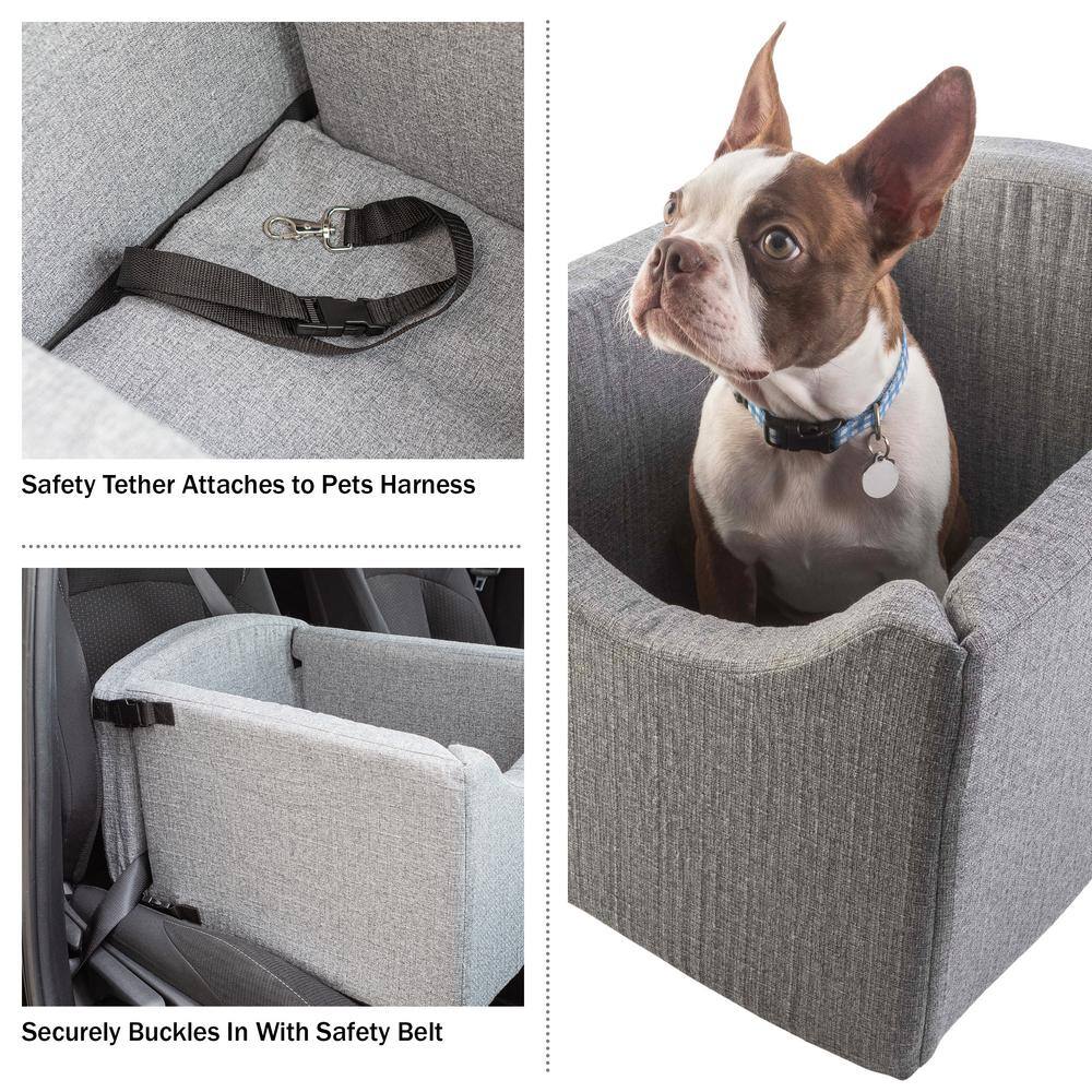 Gray Soft Sided Pet Car Seat with Safety Tether