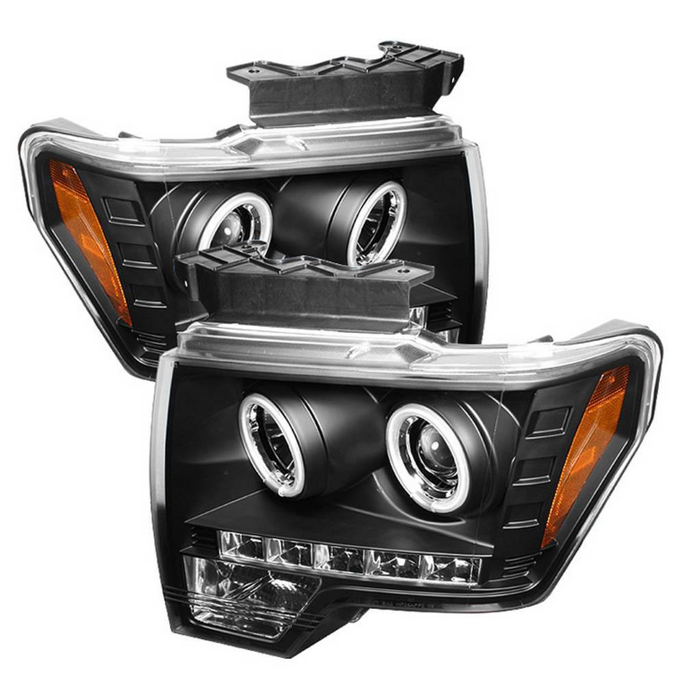 Spyder Auto Ford F150 09-14 Projector Headlights - Halogen Model Only- CCFL  Halo - LED - Black 5030108 - The Home Depot