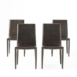 Comstock Brown Bonded Leather Stacking Chairs (Set of 4)
