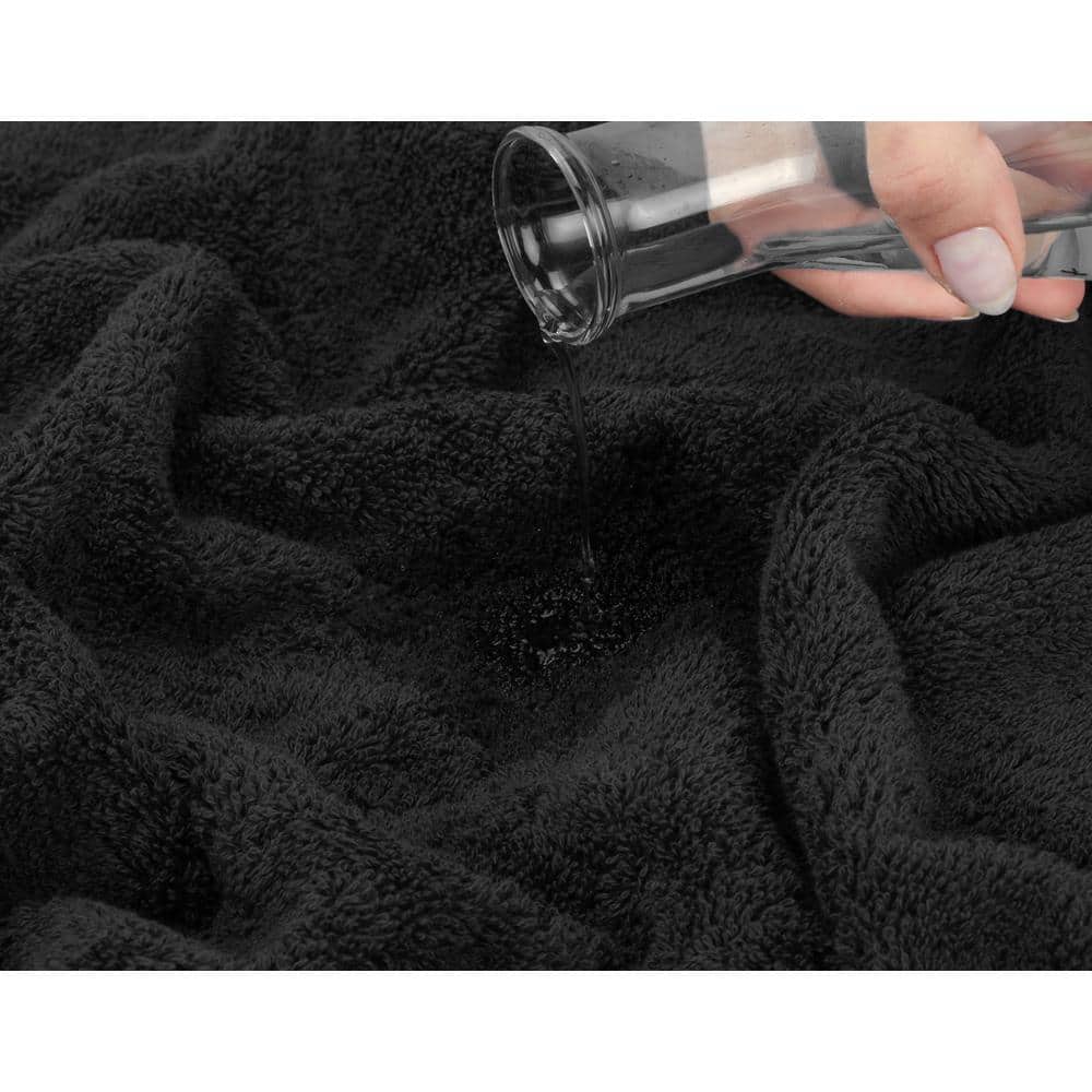 Luxury Black Turkish Cotton Washcloth Set, 4-Piece
