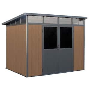 9 ft. x 7 ft. Wood Plastic Composite Heavy-Duty Storage Shed - Pent Roof and Double Doors Brown Color (63 sq. ft.)