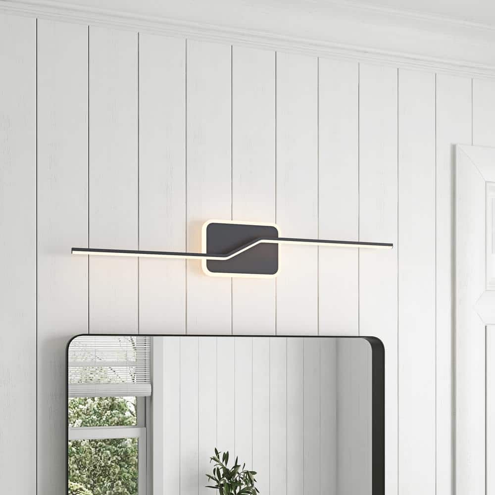 Modern 39.17 in. 2-Light Black LED Vanity Light Over Mirror Wall Light Fixt