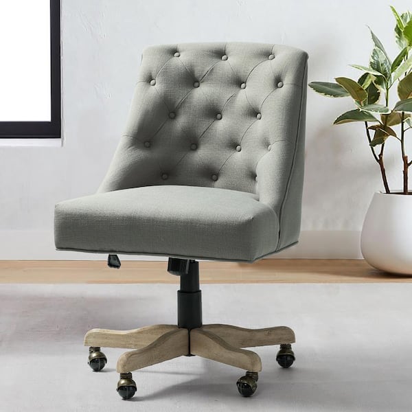 JAYDEN CREATION Jovita Grey Button-Tufted Upholstered 17.5 in 