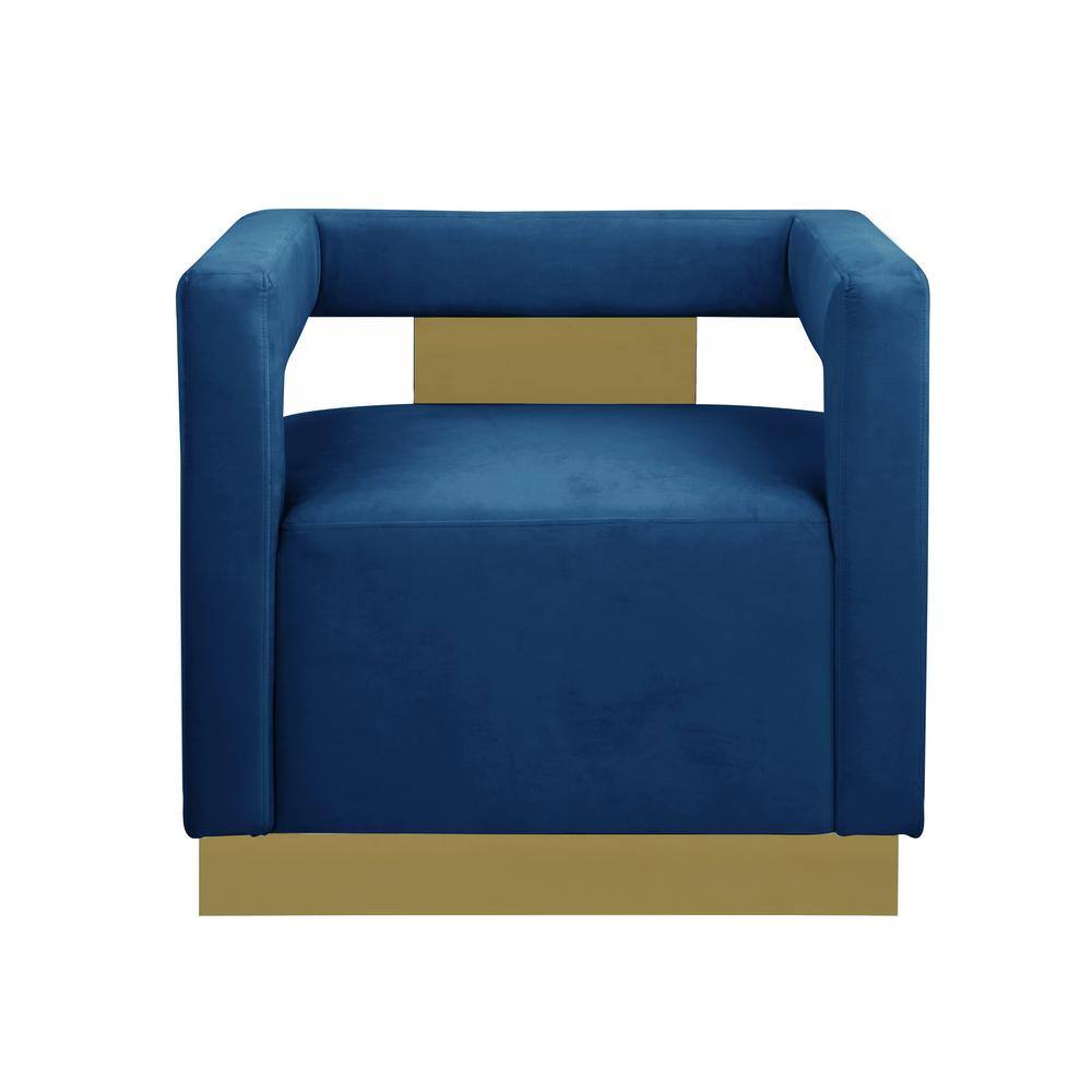 Luxurious Square Arm Blue Velvet Accent Chair