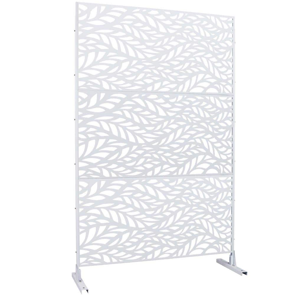 76 in. H x 48 in. W Steel Garden Fence Freestanding Outdoor Privacy Screen in White price history on PriceWatchPro