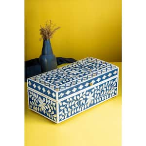 Jodhpur Mother of Pearl Decorative Box - Blue 16 in.