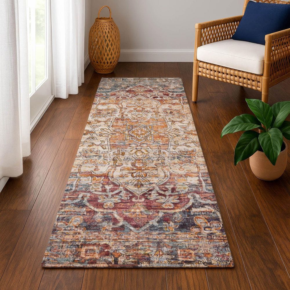 Mayfield Premium Machine Washable Abstract AMF1728 Copper 2 ft. 3 in. x 7 ft. 6 in. Runner Rug price history on PriceWatchPro
