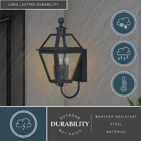 Nottingham 3 Light Black Empire Outdoor Wall Lantern Clear Glass