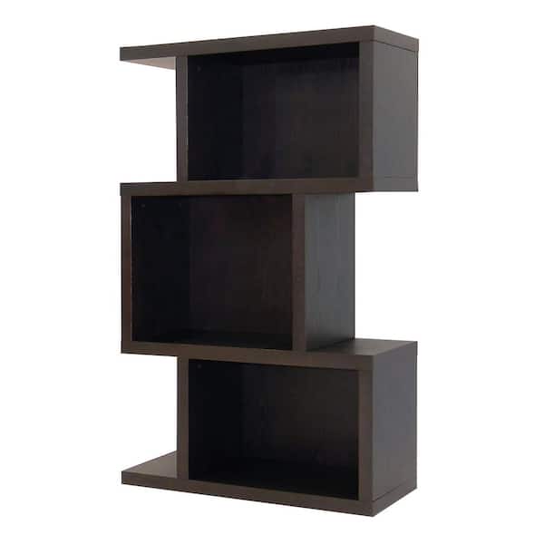 DonnieAnn 53 in. Dark Birch Wood 3-shelf Accent Bookcase with Storage